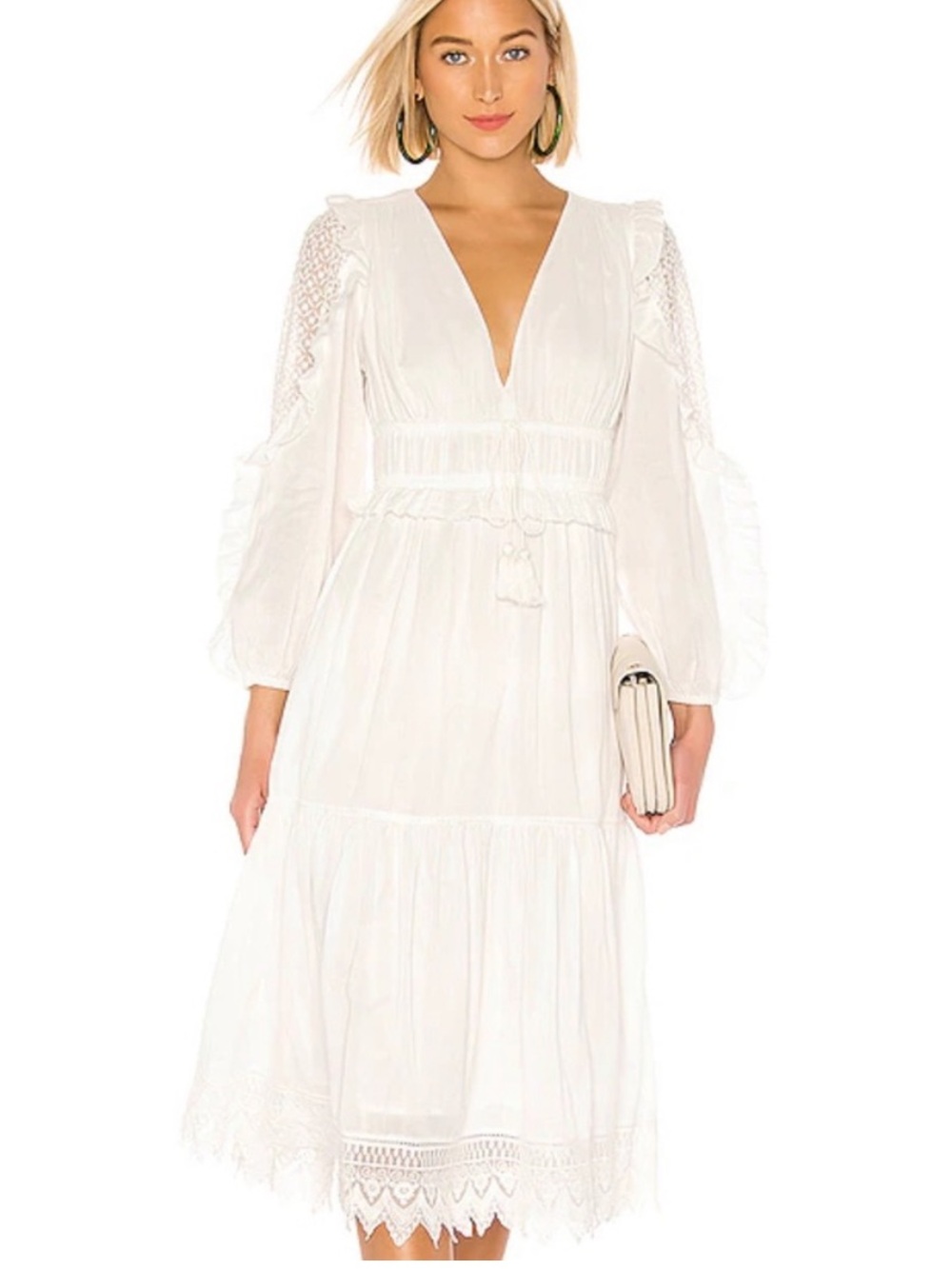Ulla Johnson Sheila Dress Porcelain White Lace Trim Dress Size 4 EUC boho